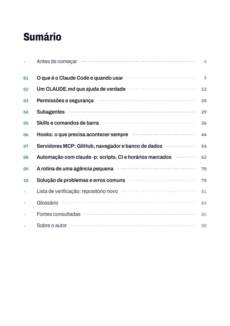 Página 3 do livro: Sumário