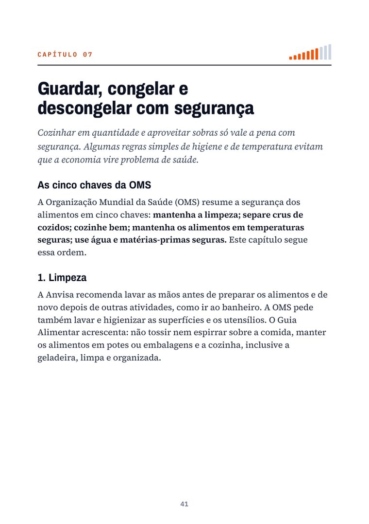 Página 41 do livro: Guardar, congelar e descongelar com segurança