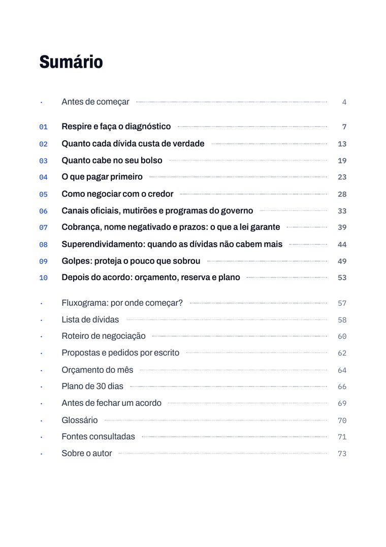 Página 3 do livro: Sumário