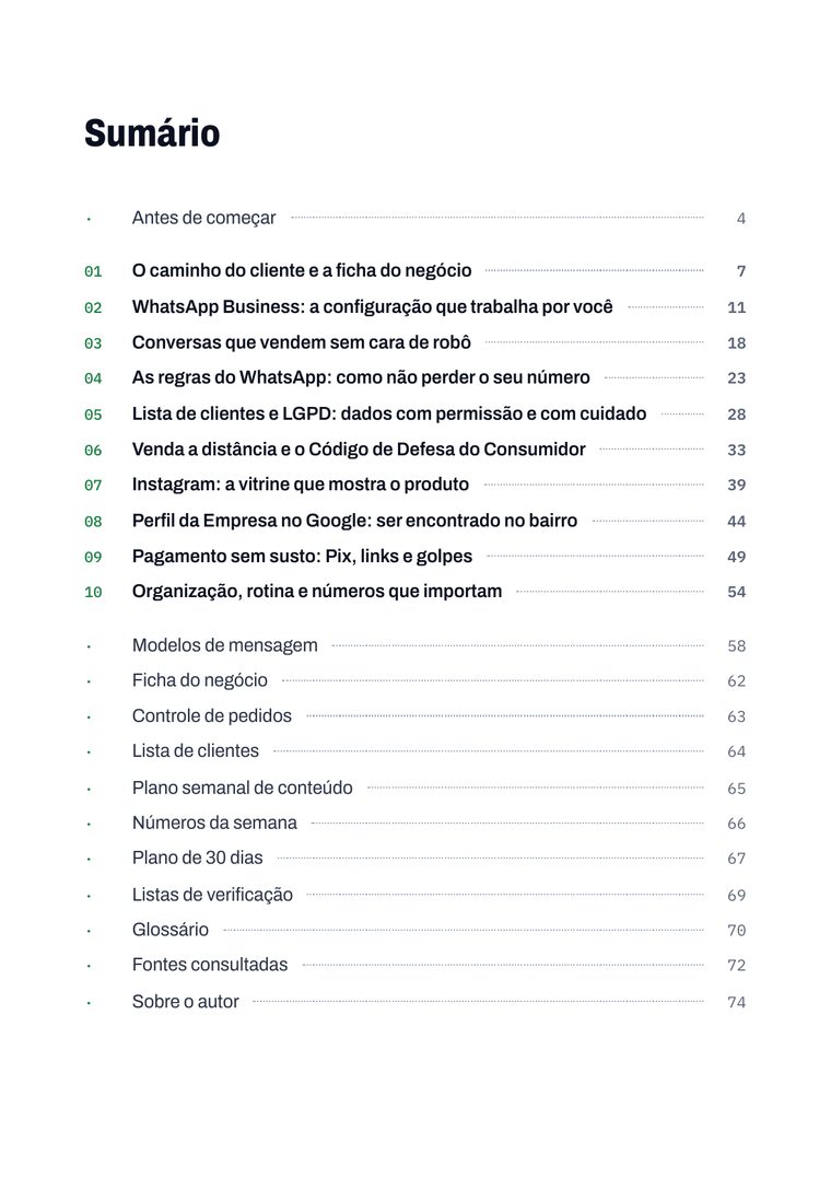 Página 3 do livro: Sumário