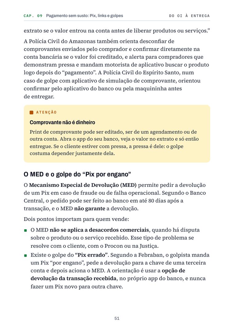 Página 51 do livro: Comprovante não é dinheiro e o golpe do “Pix por engano”