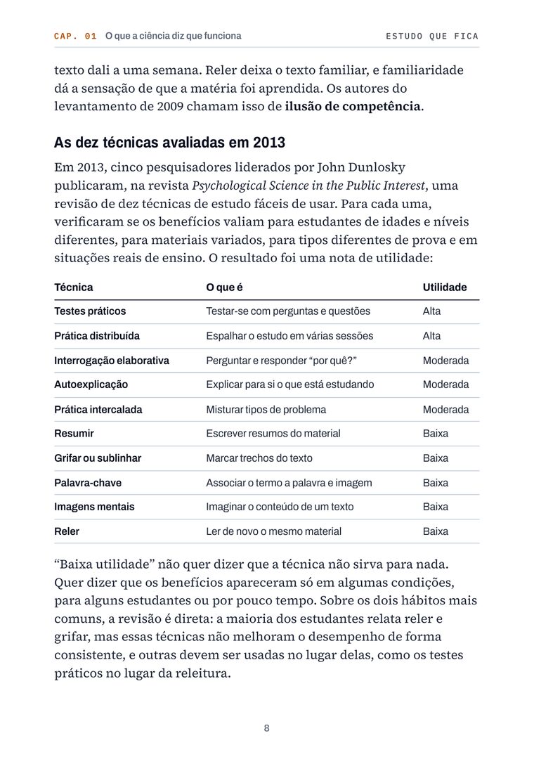 Página 8 do livro: As dez técnicas avaliadas em 2013